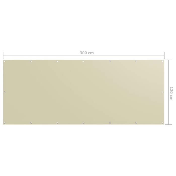 Écran de balcon - vidaXL - Crème - 120x300 cm - Imperméable - Protection UV - Œillets en aluminium