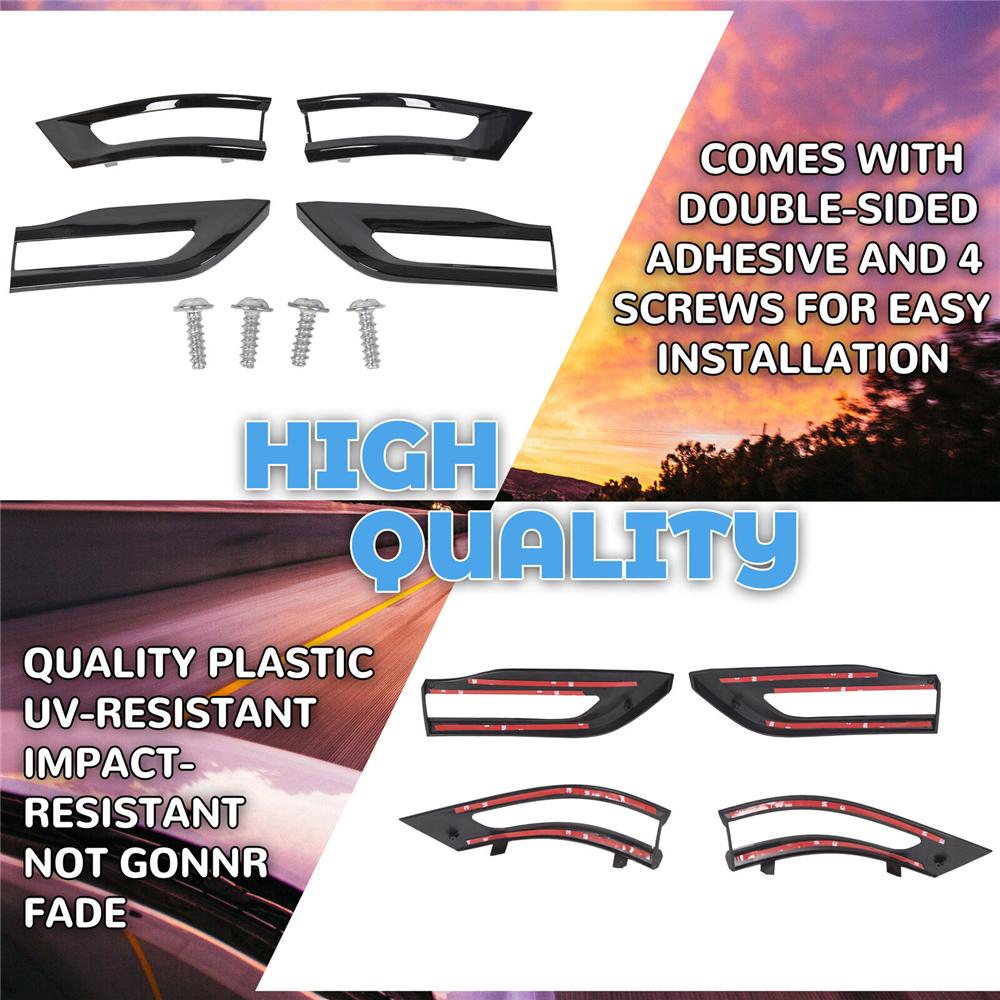 Gloss Black Tail Light Lamp Cover Trim Bezels For Jeep Grand Cherokee 2014-2021