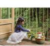 2025 Spring Strawberry Korean Toddler Girls' Puff Sleeve Lace Collar Floral Top