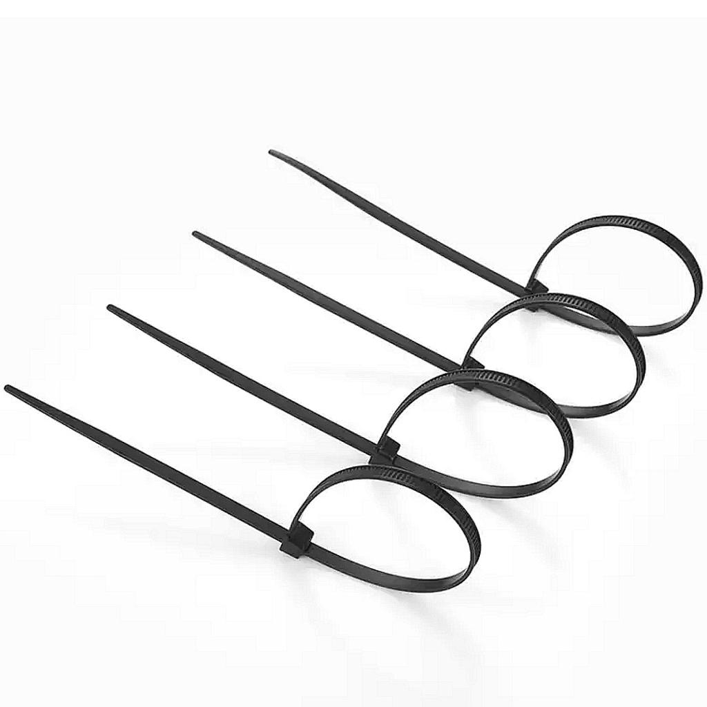 Black Nylon Cable Ties - Various Sizes (3x100, 4x150, 5x250, and 8x400) Binding Straps