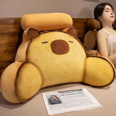 Non-Toxic Cartoon Bedside Soft Animal Bread Cat Capybara Backrest Sofa Cushion Plush Biscuit Cat Triangle Pillow On The Bed Gifts