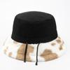 CNTANG New 2024 Women Bucket Hat Autumn And Winter Warm Cow Print Plush Fashion Panama Casual Hats For Ladies Fisherman Caps