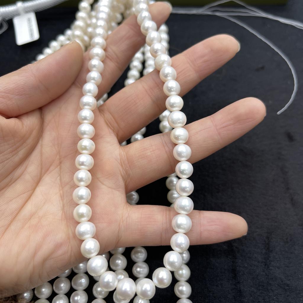 1String, White Natural Freshwater Pearls Beads for Jewelry Making DIY Necklace Bracelet Crafts (Beads 7-8mm, Length 36cm)