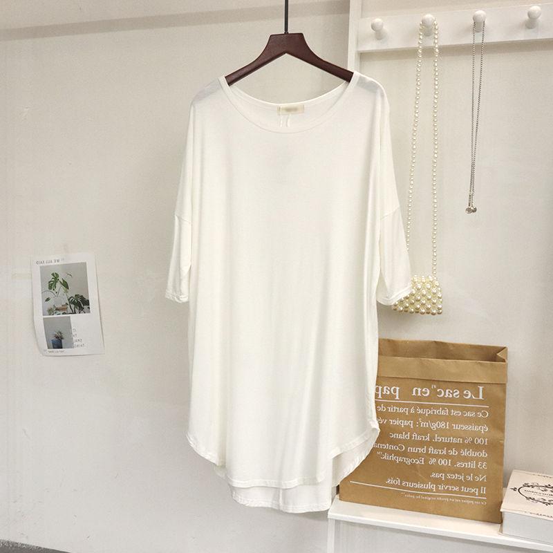 Women's Modal Irregular Short-Sleeve Tunic - Lightweight, Loose Fit for Spring/Summer, with Sun Protection