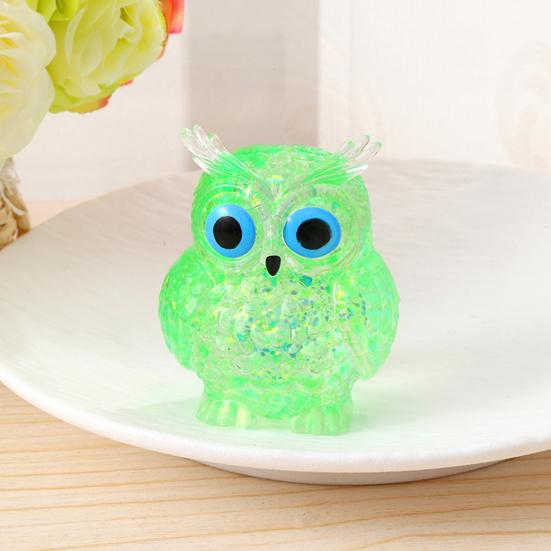 Glitter Owl Sugar Stress Ball Slow Rebound Stress Relief Clear Bird Squeeze Toy Anxiety Relieving Animal Shape Hand Relaxation Tool