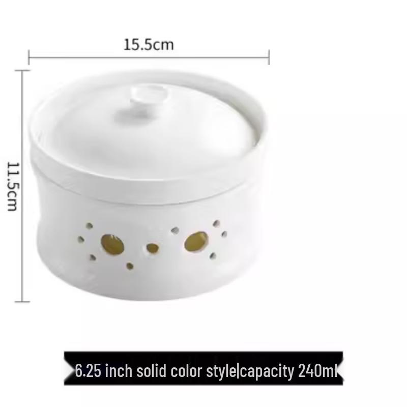 Ceramic Warming Stew Pot with Lid and Heating Base