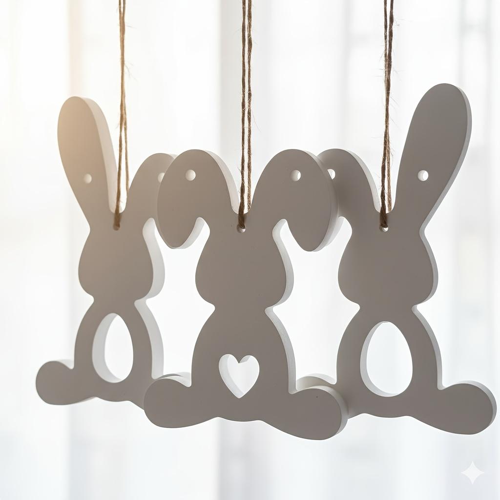 1pc Silicone Mold Easter Triple Rabbit Tag Home Desktop Atmosphere Decoration Festival Gift Resin Gypsum Candle Handicraft Gift