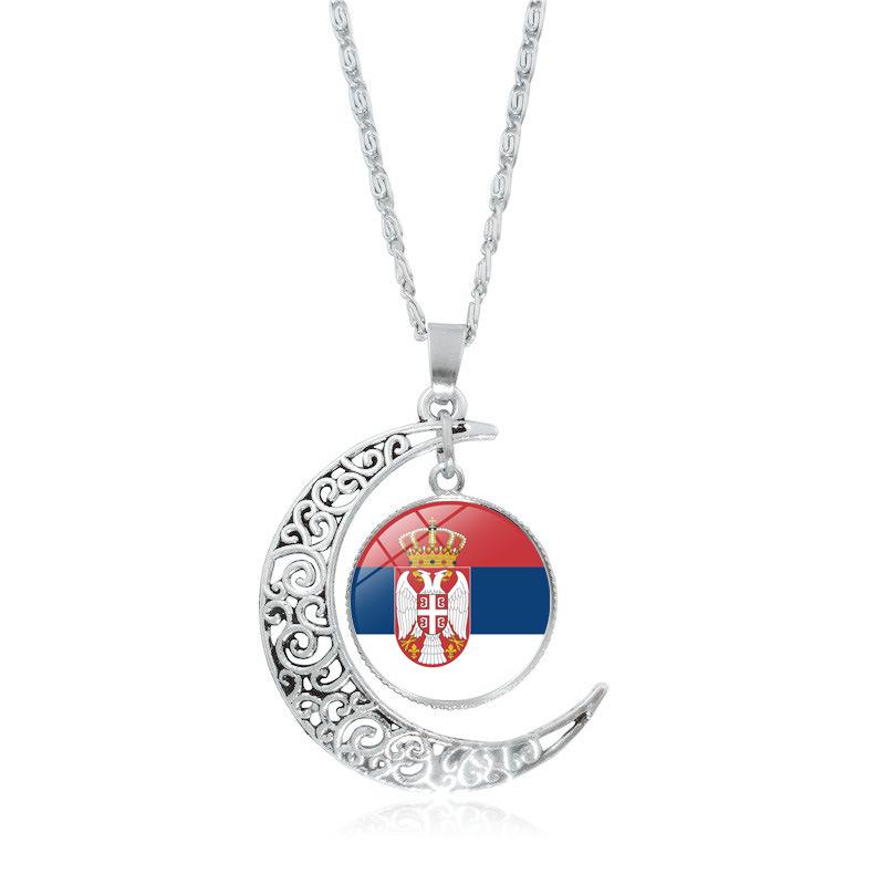 European Cup Top 24 National Flag Moon Women's Versatile Fashion Accessories Pendant Necklace