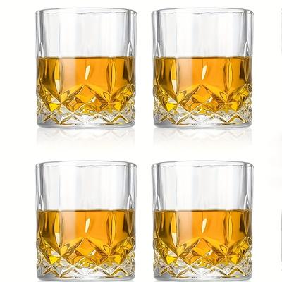 Şık 4 parçalı çizgili viski bardağı - İçecekler ve dekor için çok yönlü yeniden kullanılabilir kolay temizlenir ideal hediye