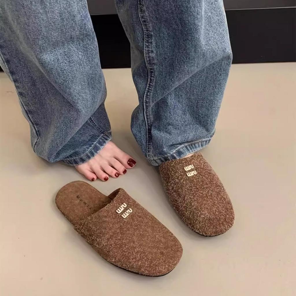 Lazy fashion bag head half slippers women's outer wear autumn new retro temperament casual lazy flat Muller single shoes
