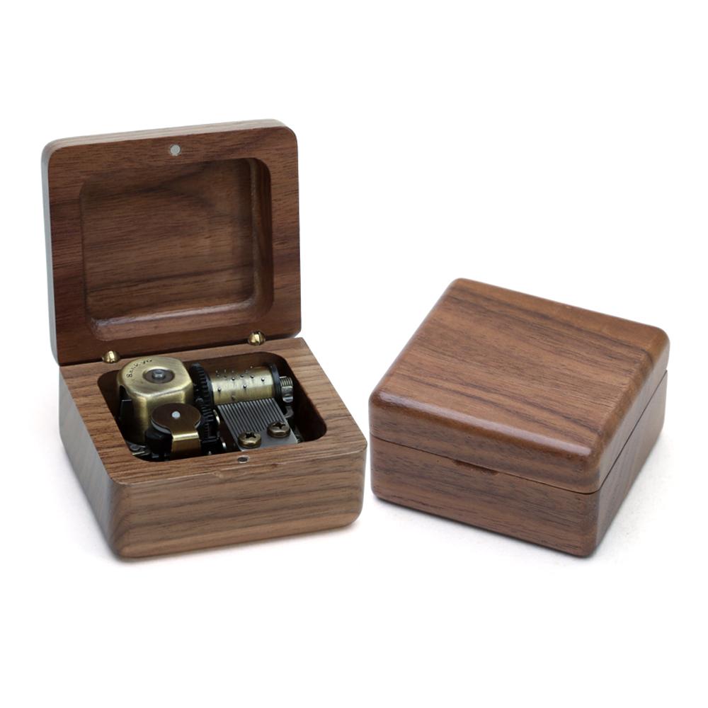 Professional Walnut Music Box Custom Carved Birthday Movie Game Pop Melody Music Creative Marketing Gift