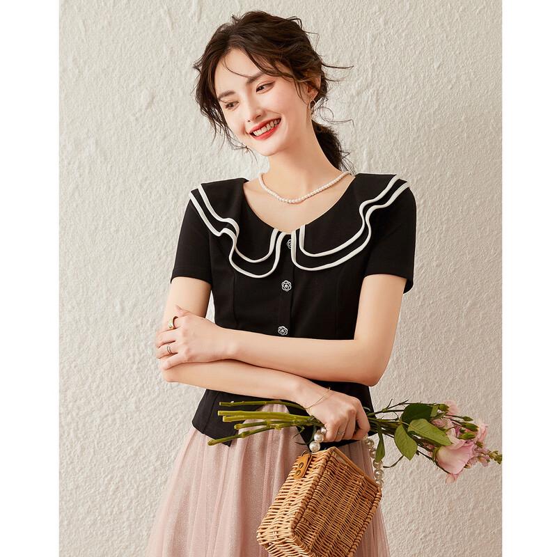 Bailuyu Sweet Peter Pan Collar Short Sleeve T-Shirt