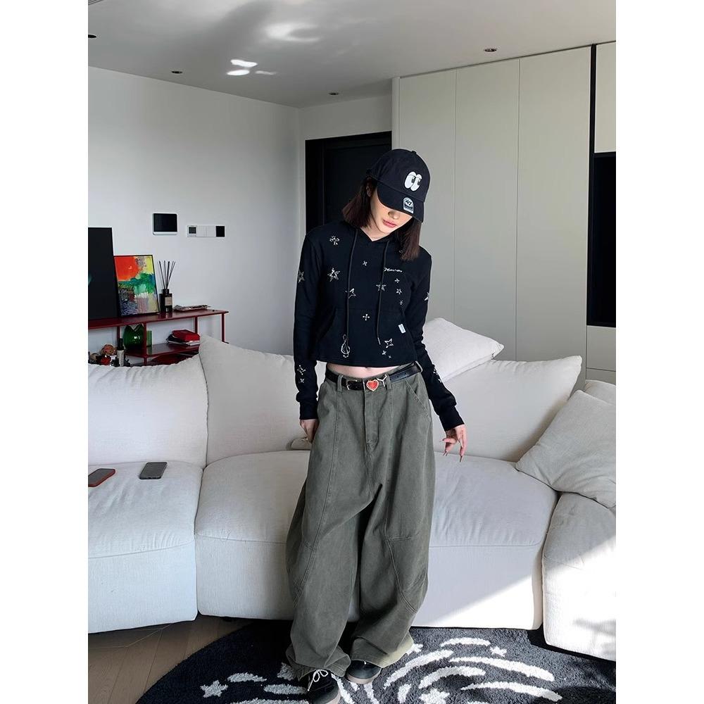 2024 Unisex Retro Scimitar Silhouette Wide-Leg Casual Overalls