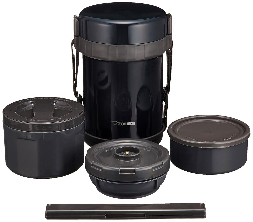 Zojirushi Insulated Stainless Steel Lunch Navy Holds approximately 3 cups of rice (ZOJIRUSHI) Box, Black, (SL-GG18-BD)