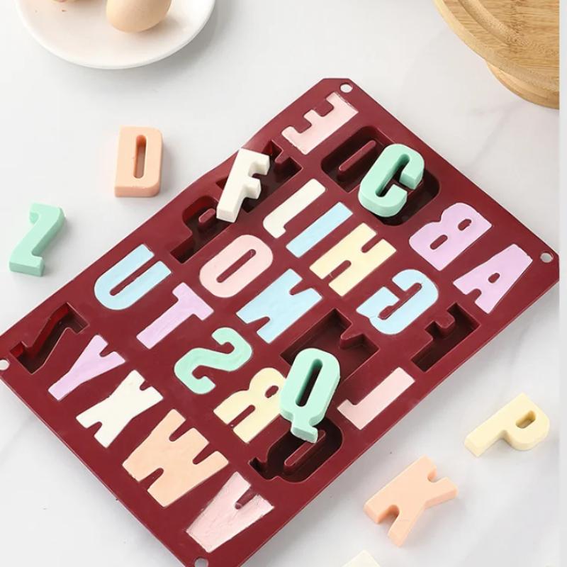 DIY Big 26 English Letter Baking Tool Mold Festival Party Sugar Flipping Candle Decoration Mold Gypsum Concrete Silicone Mold