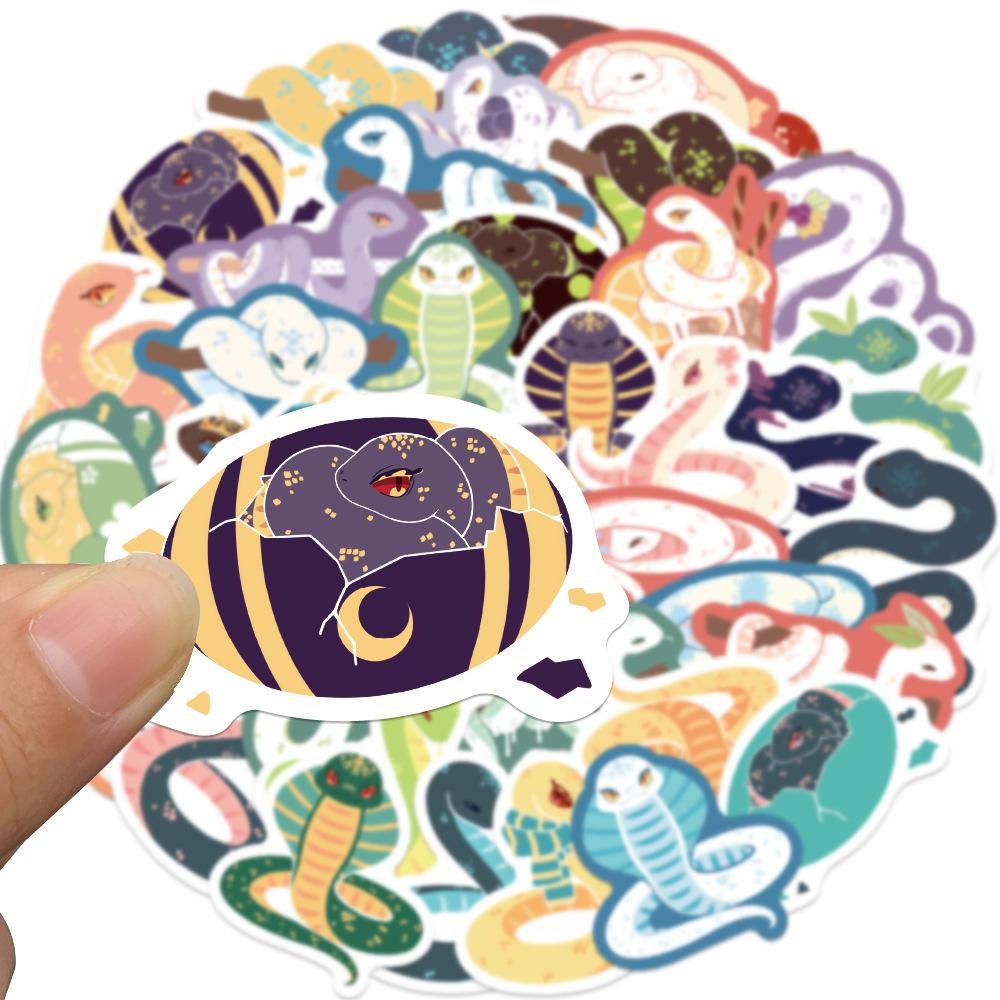 40 Cartoon Color Blocks Little Snake Doodle Stickers Guitar Notebook Suitcase DIY Waterproof Stickers