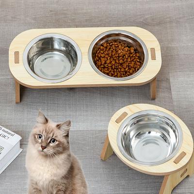 Gamelle Antidérapante pour Chat avec Support Double Gamelle Chat Pratique Gamelle pour Animal de Compagnie Maison