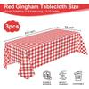 3 Pack Red and White Checkered Tablecloth, 54 X 108Inch Plastic Red Gingham Table Cloth Disposable Spring Picnic Tablecloth Waterproof Red Checkered