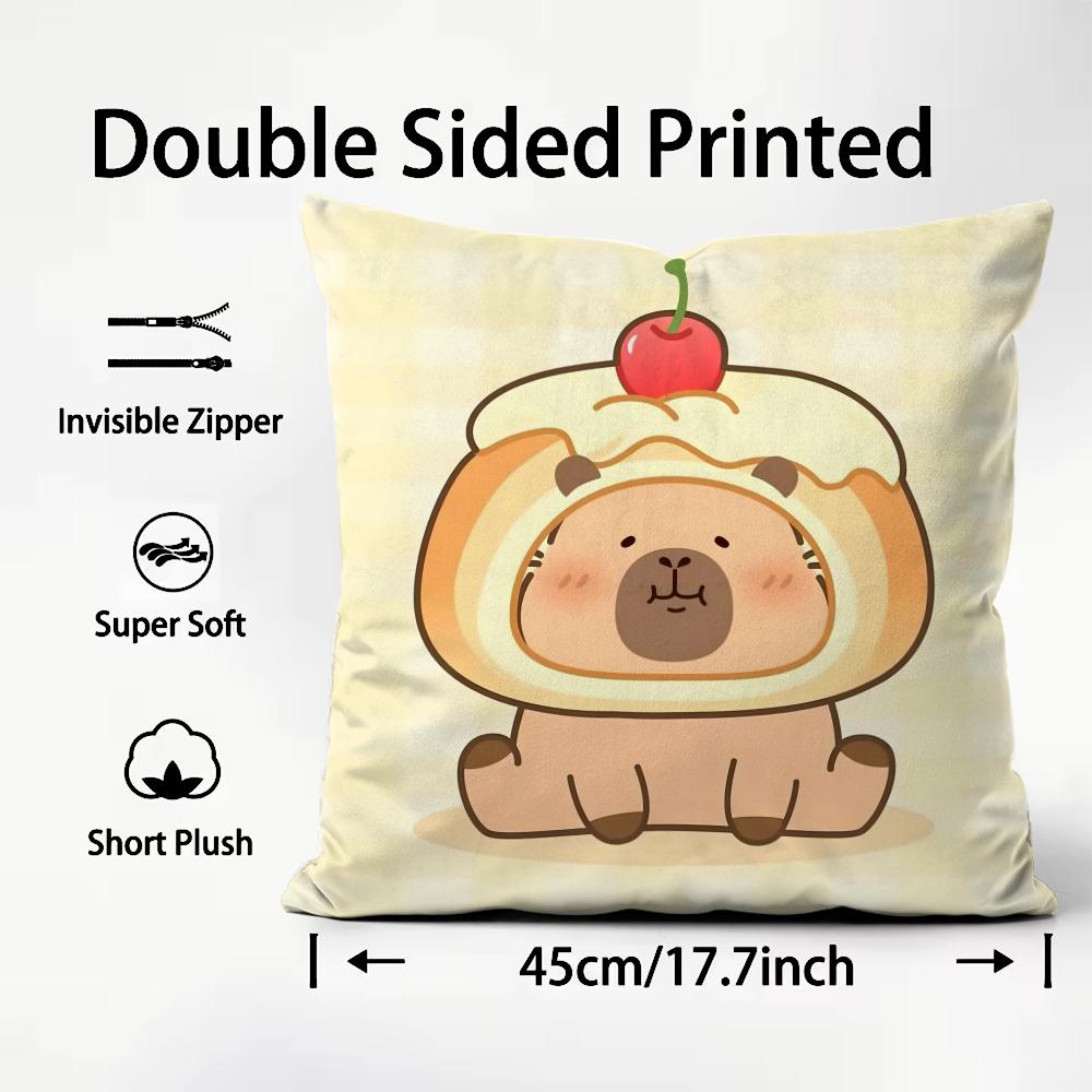 Classic Animal Capybara Cushion Cover Soft & Easy-Wash Pillow Case – Versatile For Couch, Bed, Travel And Office