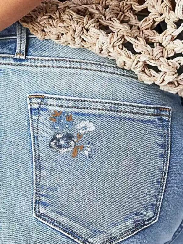 Women's Mid-Waist Straight Leg Embroidered Jeans - Popular Bestseller in Europe and America