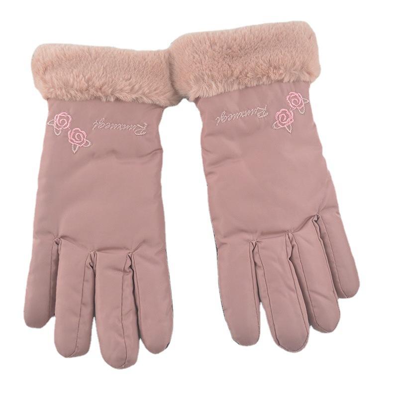 Ski Gloves Winter Women's Korean Version Velvet Warm Riding Cold and Windproof Touch Screen Motorcycle Winter Women's Cotton Gloves