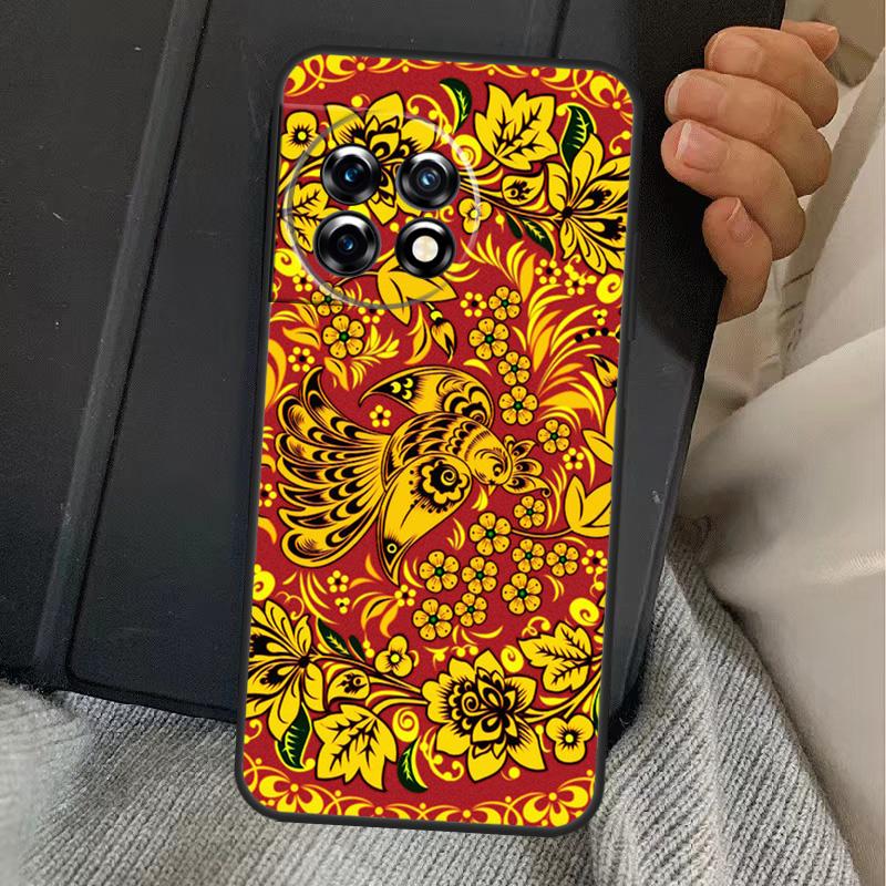 Khokhloma Russian Pattern Flower Case For OnePlus 15 13T 13 12 11 13R 12R 10R 10T 8T OnePlus Nord 5 CE 3 4 Lite N20 N30 Cover