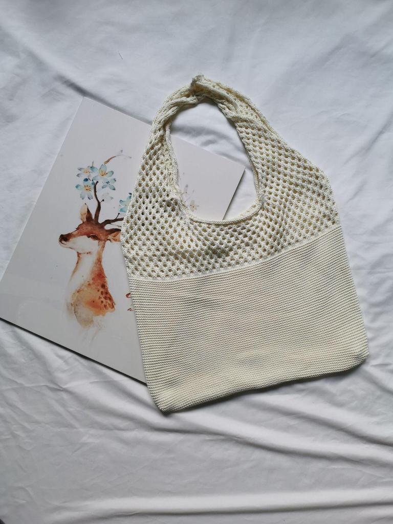 Chic Retro Women's Knitted Beach Tote – Hollow Style, Hand-Held or Shoulder Carry, Large Capacity