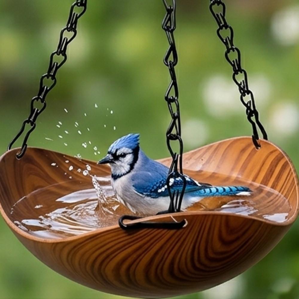 Bowl-shaped Bird Bath Bowl Double Layer Hummingbird Water Drinker Hanging Bird Feeder Garden