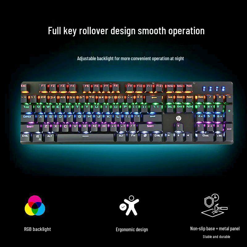 GK100F Mechanical Blue Switch Keyboard - USB Wired for Business, Home, & Gaming