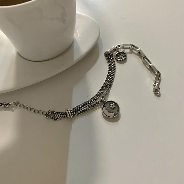 

ANENJERY Браслет с круглой звездой для женщин и мужчин, винтажный тайский серебряный браслет, ювелирные изделия