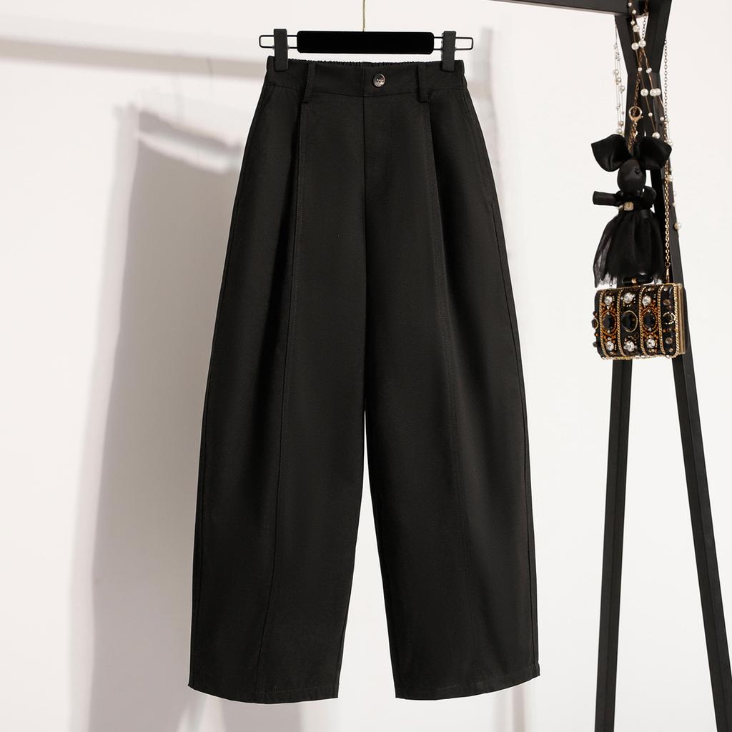 DIMANAF 2026 Plus Size Spring Summer Women Pants Elastic Waist Oversize Fashion Casual Long Pants Solid
