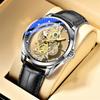 Business Men's Fashion Quartz Watch Leather Strap Skeleton 30M Waterproof Stainless Steel Case Minimalist Design Holiday Gift