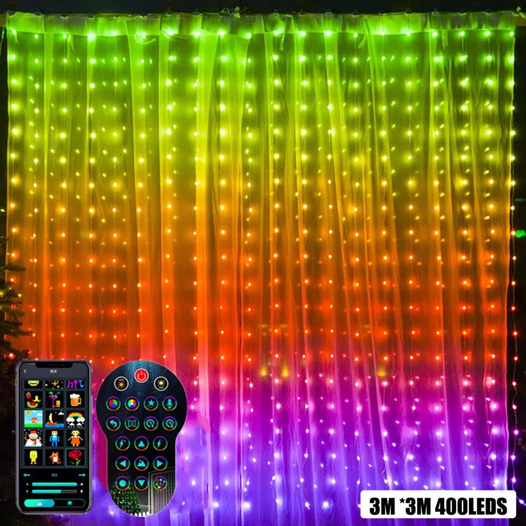 Smart Garland Curtain LED RGB Valentines Day Fairy Light DIY Pattern Dynamic For Living Room Decor Outdoor Street Light