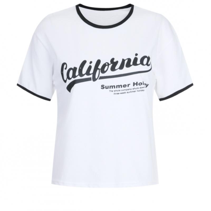  [Shop  ] Korean Made Women S Color Block Round Neck California ShorT Sleeve T ShirT Dai wSh 21195 lighT Purple 