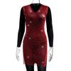 Women's Grid Flash Diamond Fishnet Dress Spice Girl Wind Dress Sex Dress