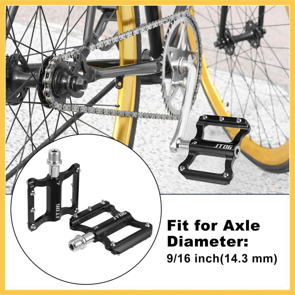 BULLSPANN Aluminum Alloy Rear Foot Flat Universal Compatible with Bicycle Replacement Accessories Pegs, Pedals, Footrests, Replacement, Black, 9/16"