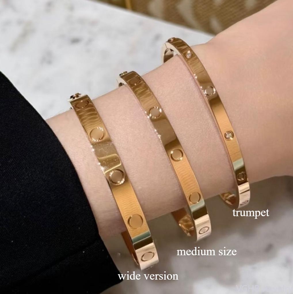 V Gold CNC High Version Love Bracelet Narrow Medium Wide Version New Women's Thick Plated 18K Rose Gold Couple Bracelet