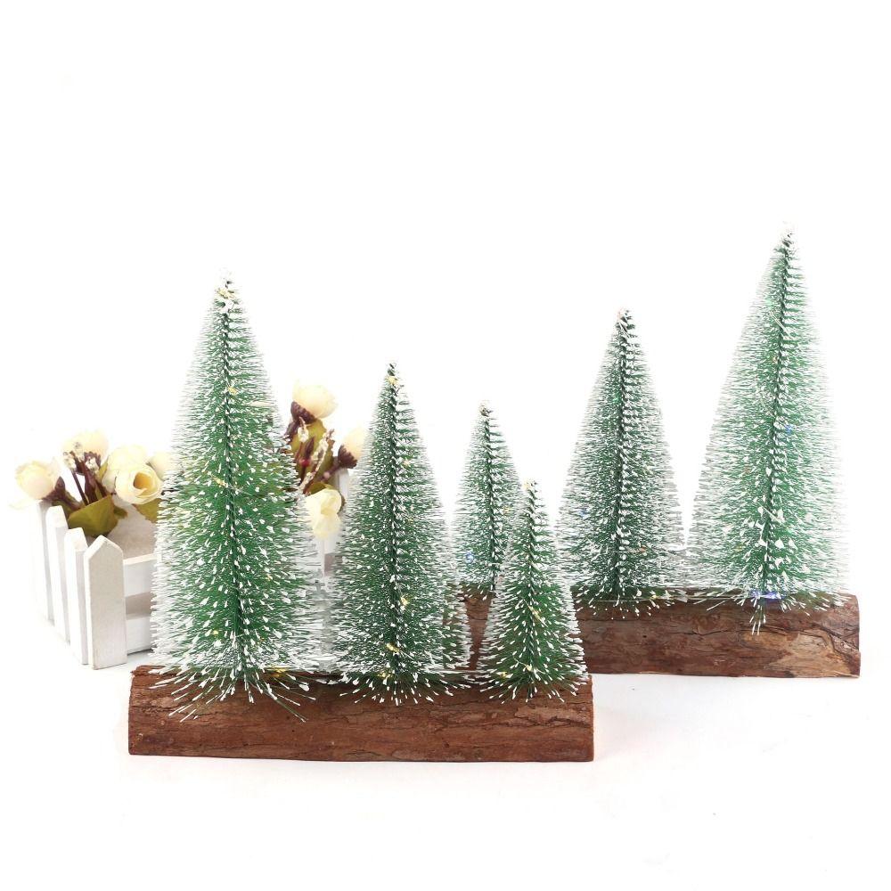 Mini Christmas Tree Ornament With Light Micro Landscape Model Crafts Snow Pine Tree  Kids
