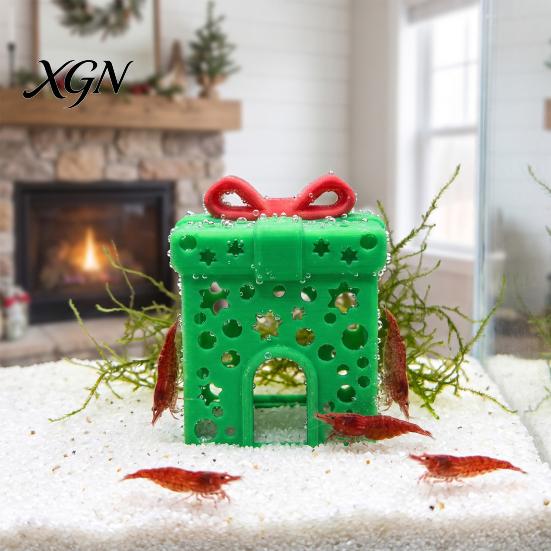 Hideout for Betta Xmas Aquarium Hideout, Shrimp Cave Shelter, Christmas Stocking Fish Tank Landscaping Hide, Halloween Bat Tanks