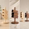 Solid Wood Rotating Desk Organizer Sturdy Desktop Storage Holder Multi-Purpose