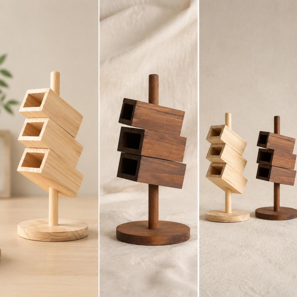 Solid Wood Rotating Desk Organizer Sturdy Desktop Storage Holder Multi-Purpose
