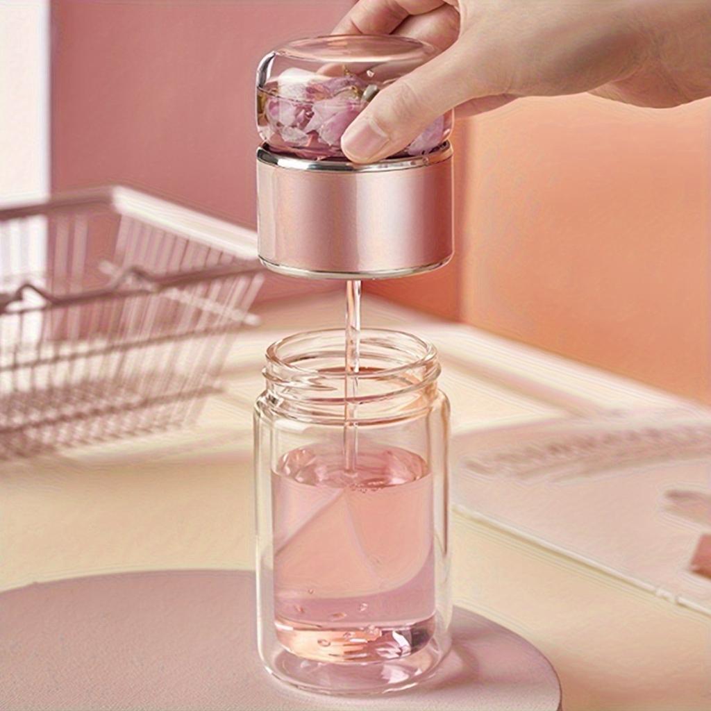 1pc Double-Walled Glass Tea Infuser Bottle - Insulated, Heat-Resistant, Portable with Tea Separation Functionality, Reusable for Home & Travel
