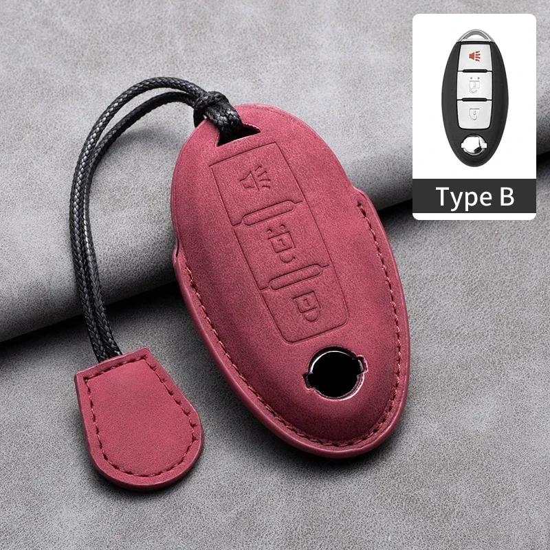 Leather Car Remote Key Case Cover Shell for Nissan Versa Maxima Altima Rogue Armada Sentra Murano for Infiniti FX35 QX60