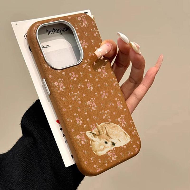Süßes Reh und Vollblumenmuster Stoßfeste Handyhülle für iPhone 17 Pro Max Air 16E 16 15 14 13 12 11 7 8 Plus XS X XR Hülle