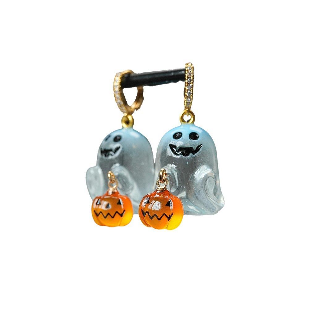 Módní Halloweenské náušnice s duchem, dámské, dívčí, roztomilé, punkové, dýňové, z nerezové oceli, šperky, křišťálové, háčkové, visací, párty dárky