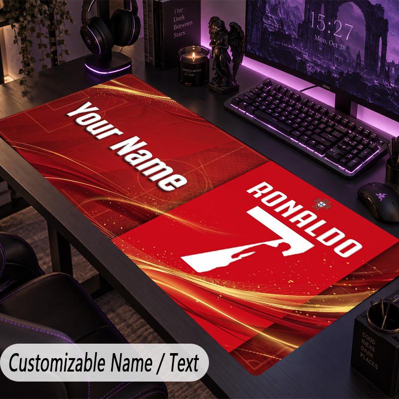 Large Mouse PadCristiano Ronaldo Custom Name Text Personalized Desk Mat Non Slip Gaming Pad