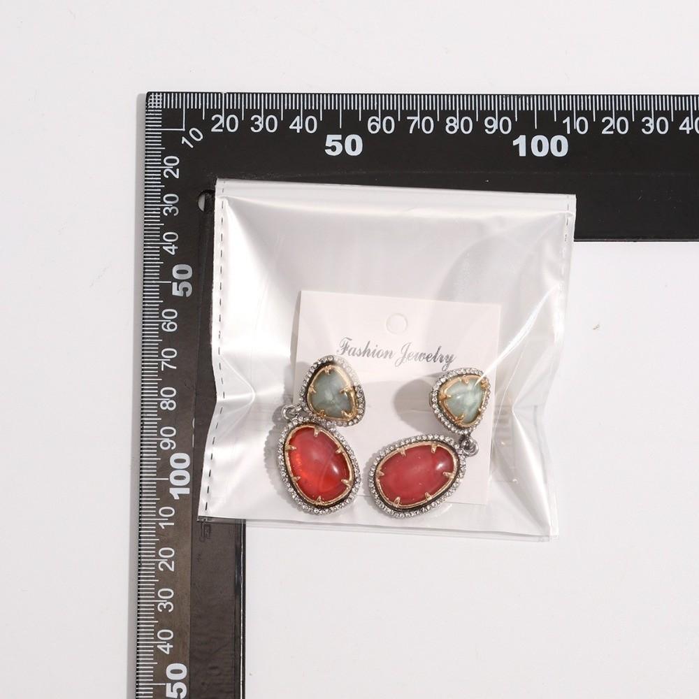 Irregular Resin Drop Earrings Two Tone Rhinestone Frame Statement Earrings For Women