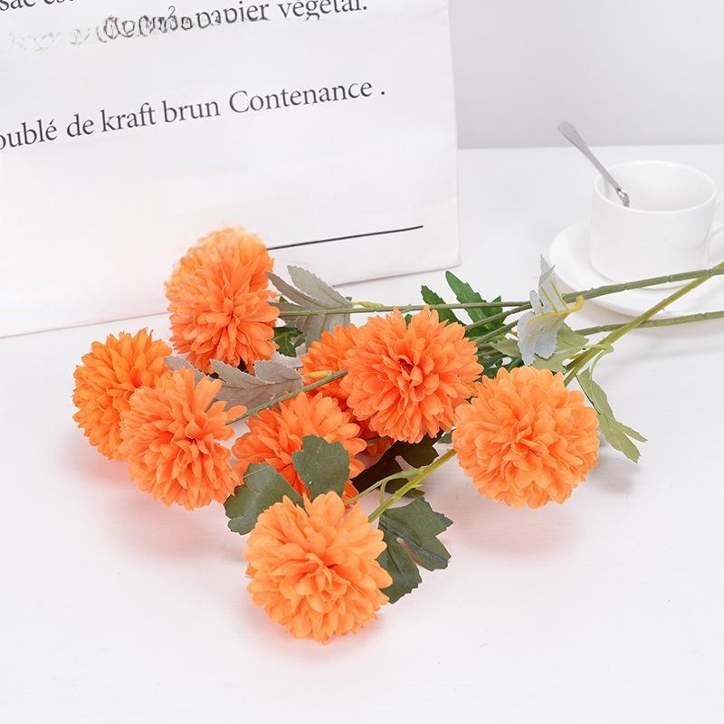 

Одуванчики Искусственные Хризантемы Цветы Для Свадеб И Мероприятий Праздничные оранжевый