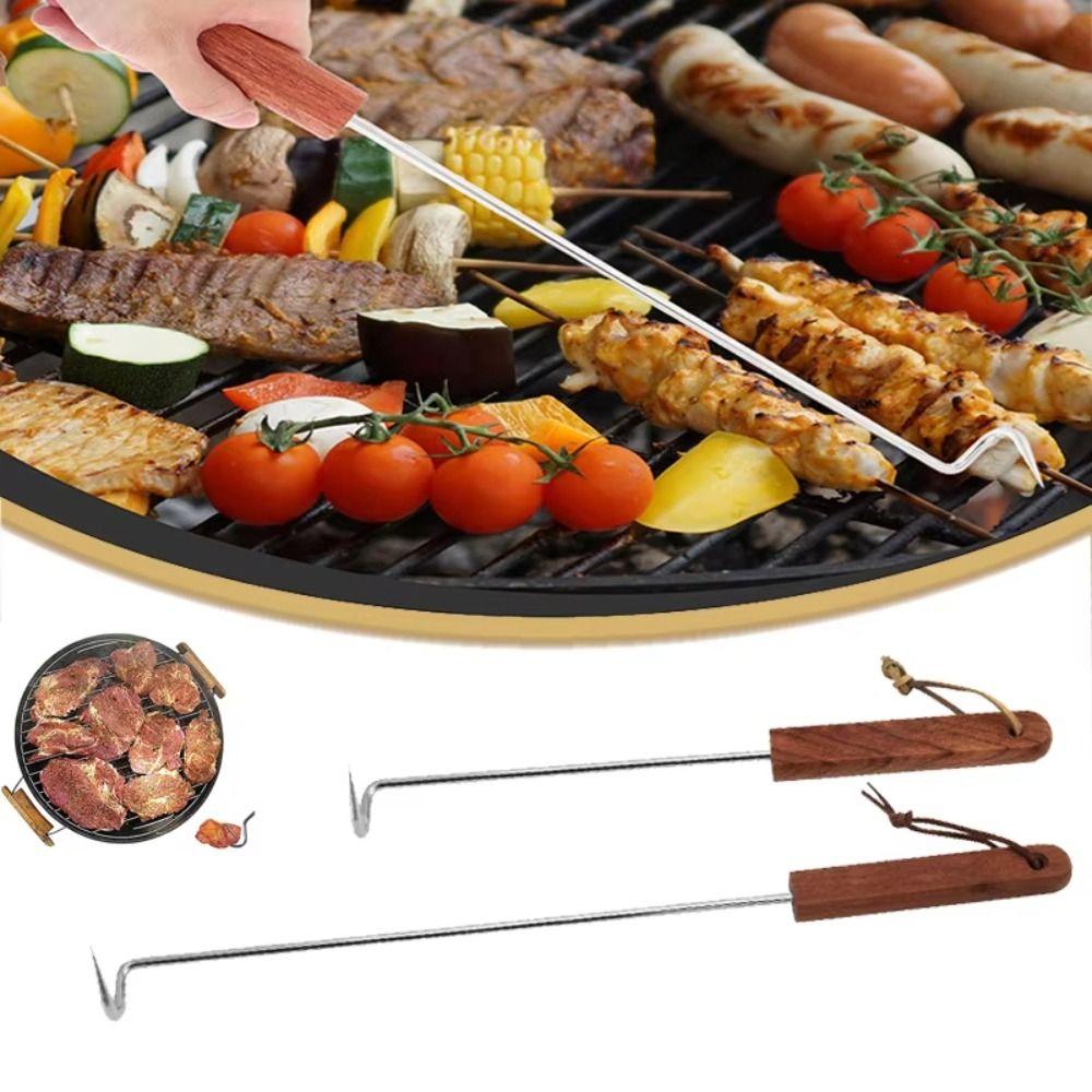 Wooden Handle Barbecue Food Turner Heavy Duty Grilling Cooking Flipper  Home Cookout