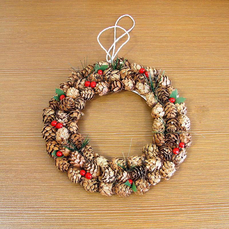 Christmas Ornaments Wreath Door Hanging Pine Cone Christmas Tree Decoration Rattan